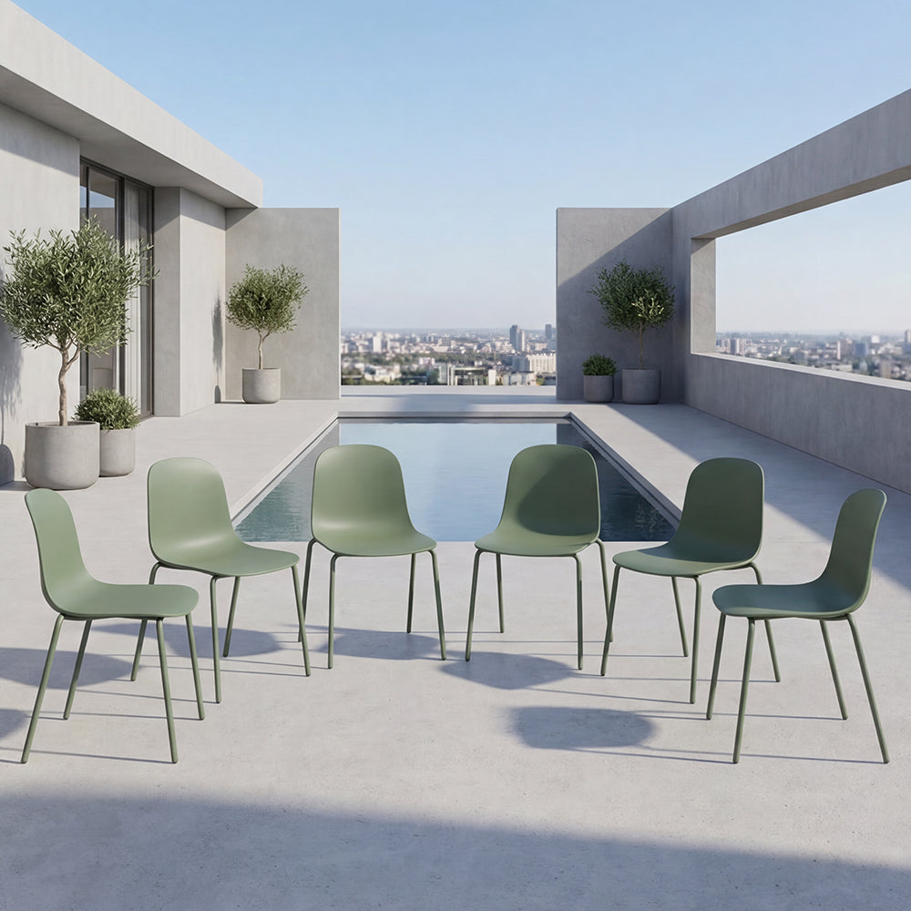 Set de 6 Sillas Aiara, Color Verde Olivo, Diseño Moderno