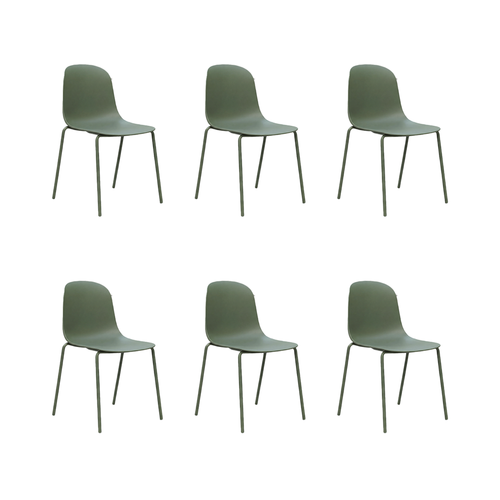 Set de 6 Sillas Aiara, Color Verde Olivo, Diseño Moderno