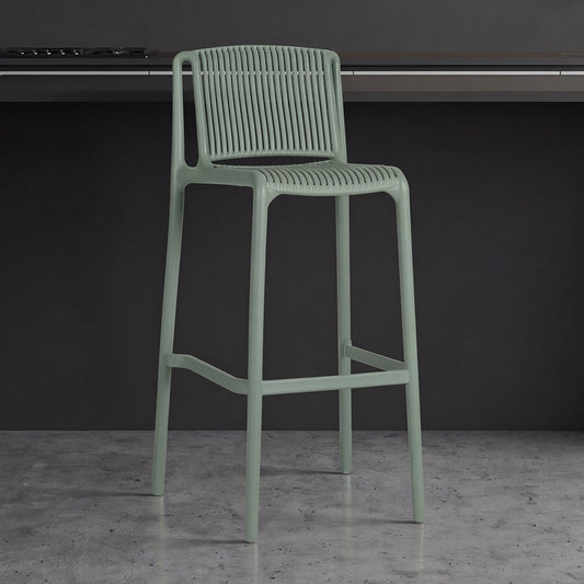 Silla para Bar Sovalla, Color Verde Olivo, con Espaldar Redondo Transpirable y Diseño Minimalista
