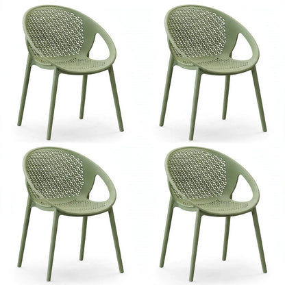 Set de 4 Sillas Selva con Brazos, Color Verde, con Espaldar