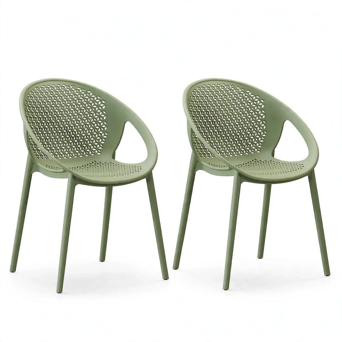 Set de 2 Sillas Selva con Brazos, Color Verde, con Espaldar