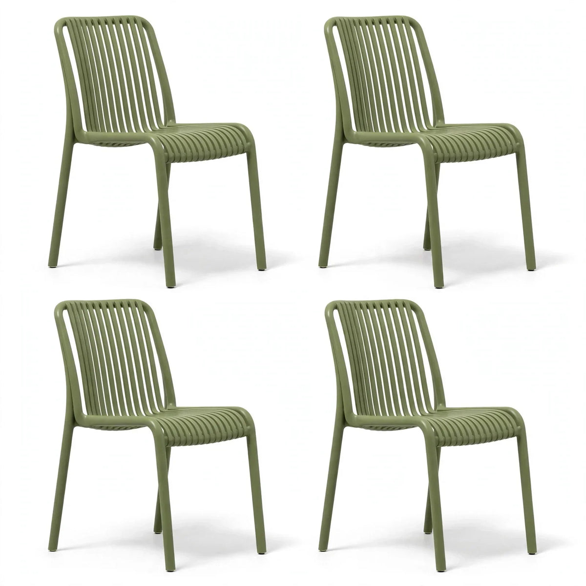 Set de 4 Sillas Terra, Color Verde, con Espaldar
