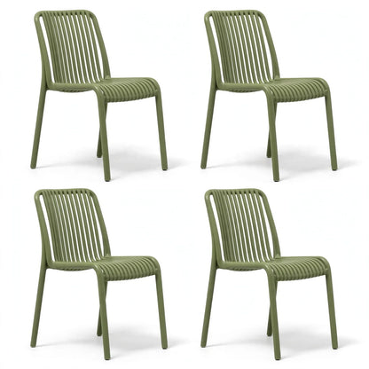 Set de 4 Sillas Terra, Color Verde, con Espaldar