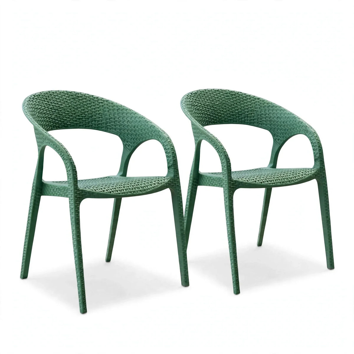 Set de 2 Sillas Axel, Verde Olivo, con Espaldar, Reposa Brazos y con Textura Trenzada