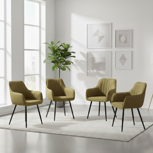 Set de 4 Sillas Neo, Color Verde, con Espaldar y Diseño Moderno