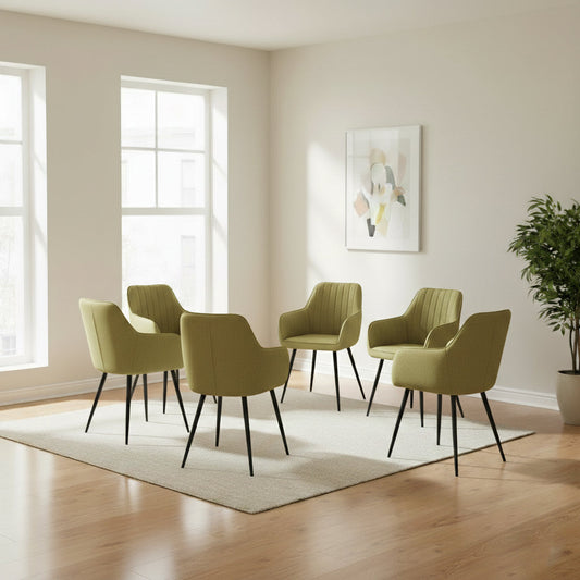 Set de 6 Sillas Neo, Color Verde, con Espaldar y Diseño Moderno