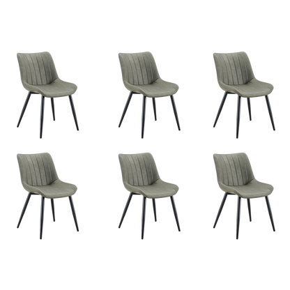 Set de 6 Sillas Nova, Color Verde, con Espaldar y Diseño Moderno