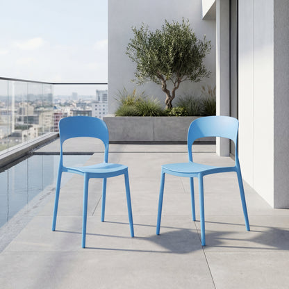 Set de 2 Sillas Patrick, Color Azul, con Espaldar y Diseño Moderno