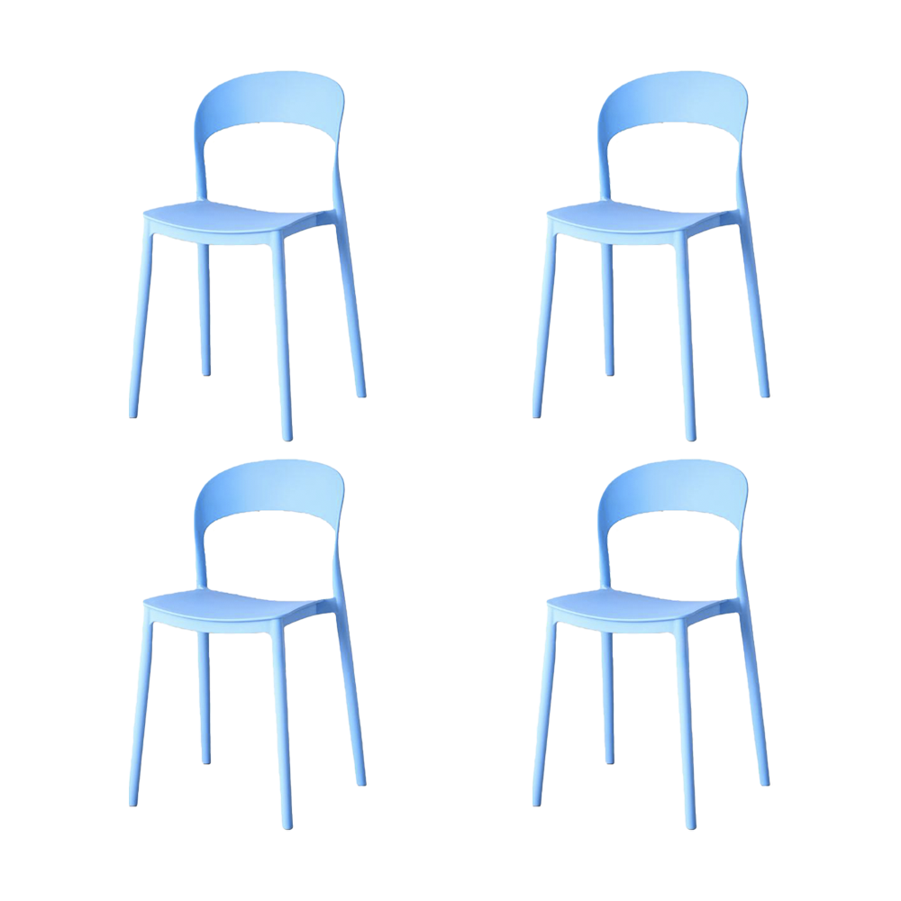 Set de 4 Sillas Patrick, Color Azul, con Espaldar y Diseño Moderno