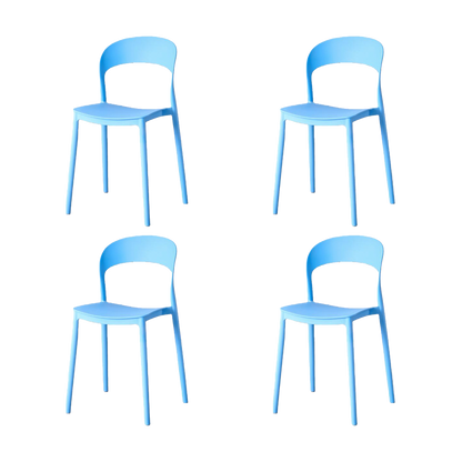 Set de 4 Sillas Patrick, Color Azul, con Espaldar y Diseño Moderno
