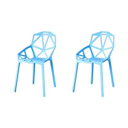 Set de 2 Sillas Roxy, Color Azul, con Espaldar y Diseño Moderno