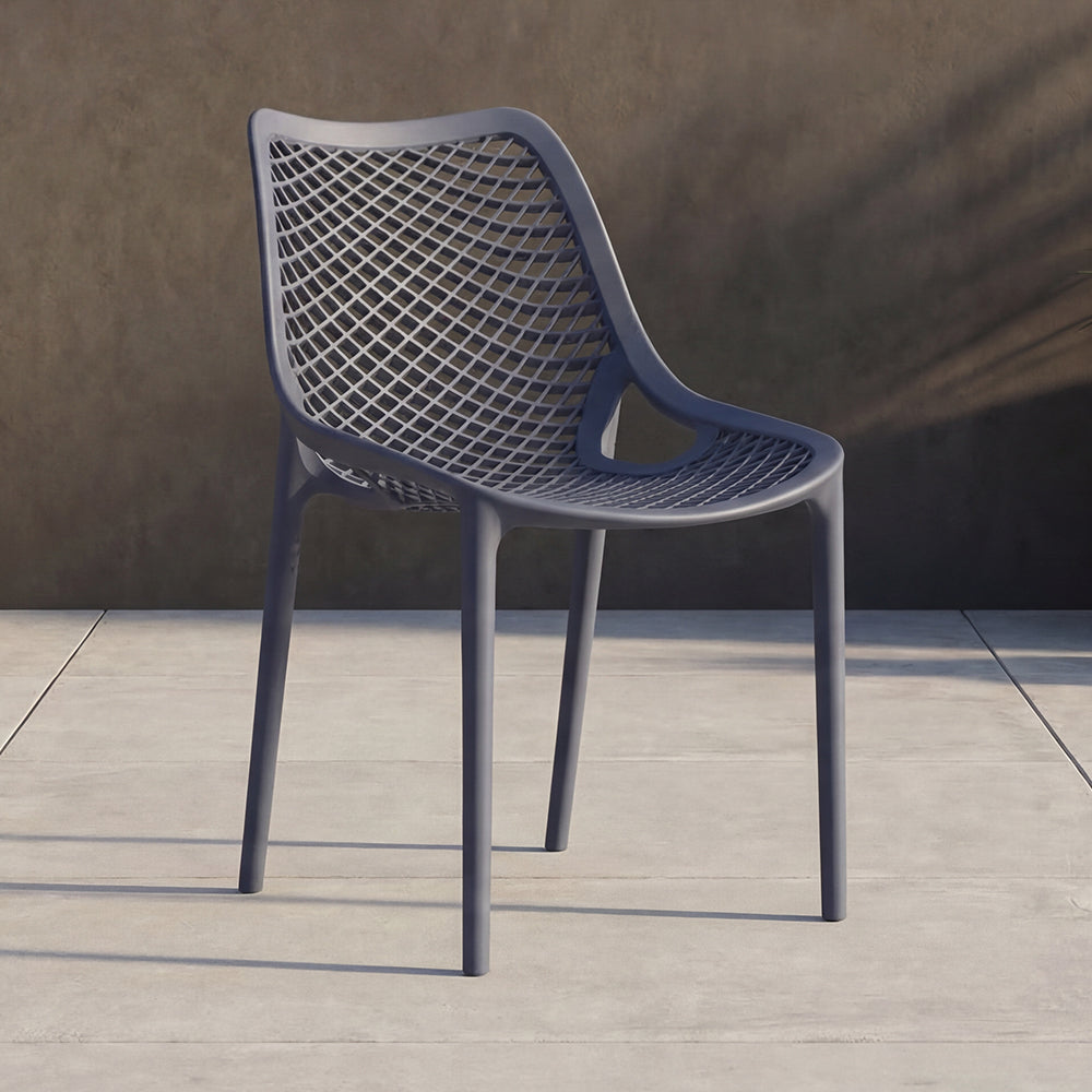 Silla Miame, Gris Oscuro, con Espaldar y Reposa Brazos, vista frontal