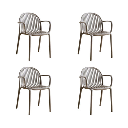Set de 4 Sillas Marruecos con Brazos, Taupe, con Espaldar en Rayas y Diseño Minimalista