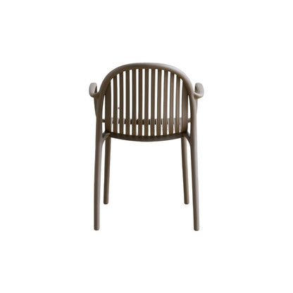 Set de 4 Sillas Marruecos con Brazos, Taupe, con Espaldar en Rayas y Diseño Minimalista