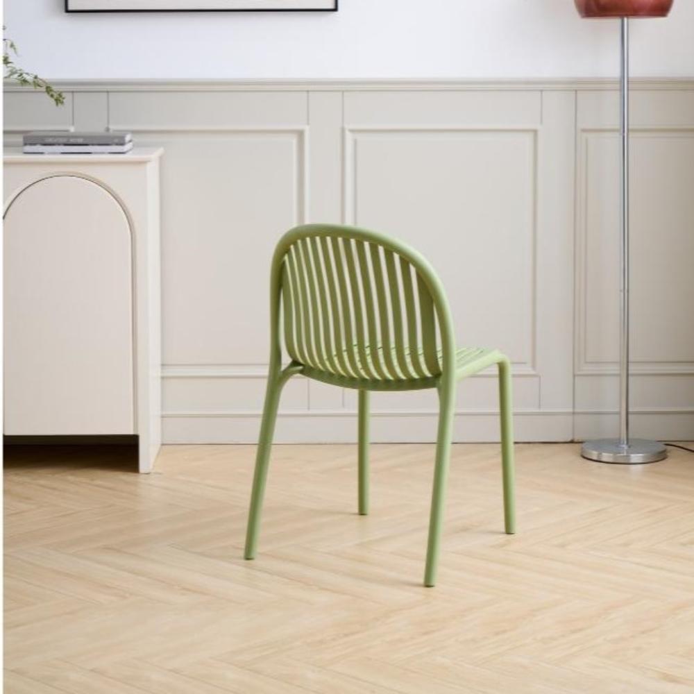 Set de 2 Sillas Marruecos, Verde Olivo, con Espaldar en Rayas y Diseño Minimalista