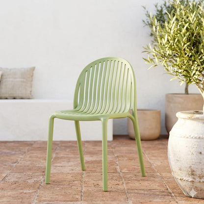 Set de 2 Sillas Marruecos, Verde Olivo, con Espaldar en Rayas y Diseño Minimalista