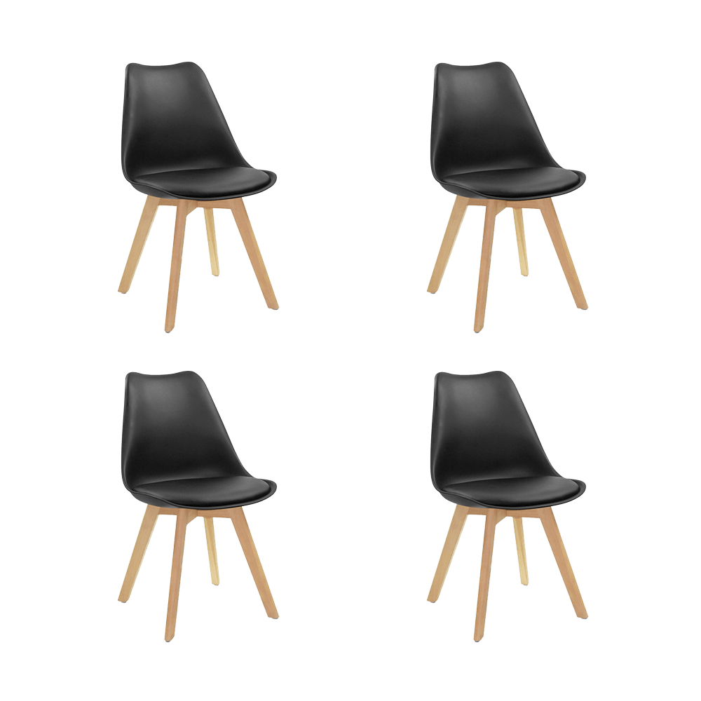 Juego de Comedor Torce · 4 Sillas · Negro y Café Claro