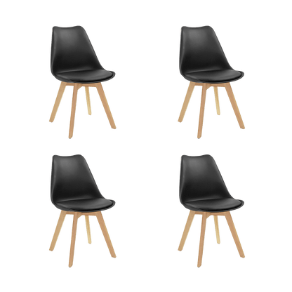 Juego de Comedor Torce · 4 Sillas · Negro y Café Claro
