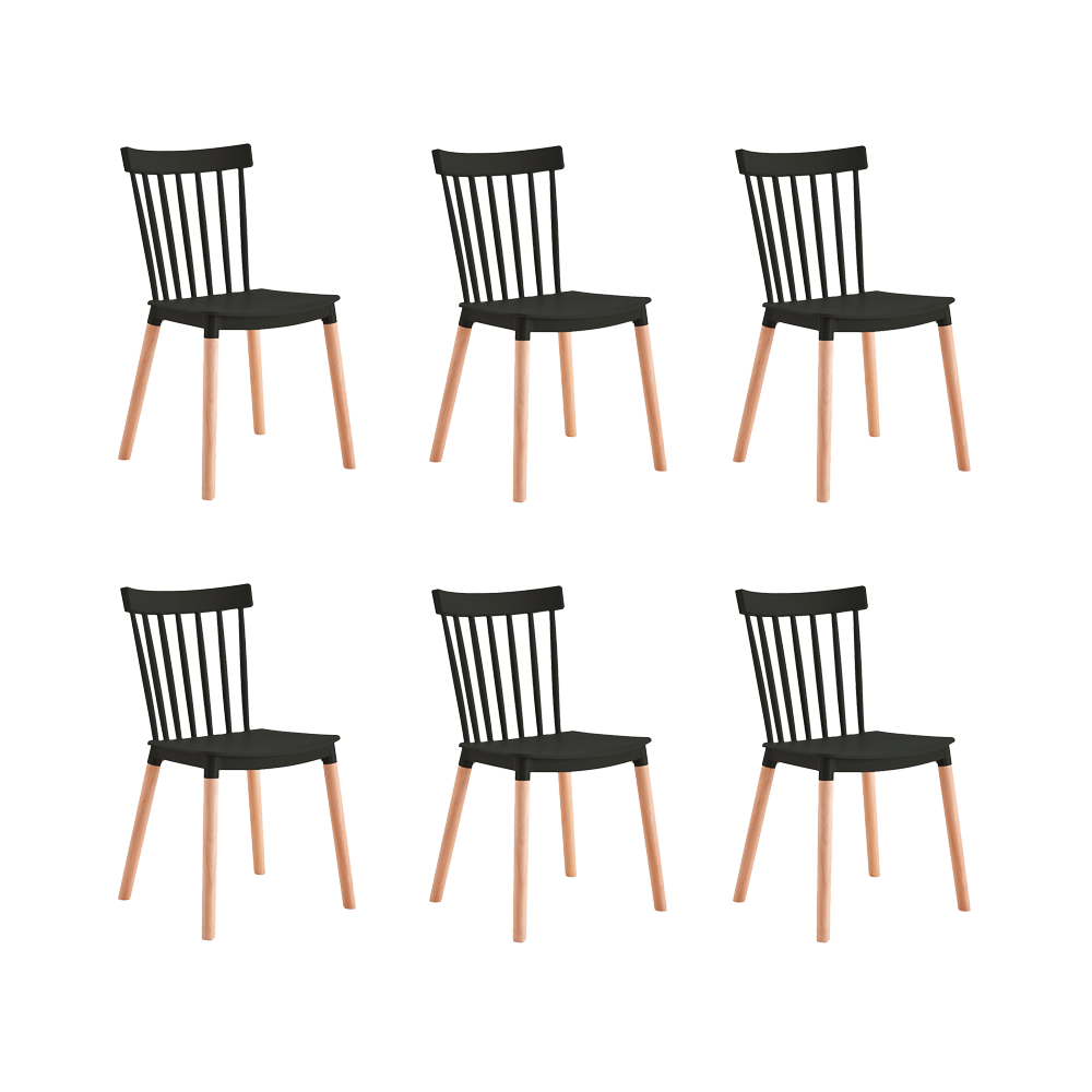 Juego de Comedor Velasca · 6 Sillas · Negro y Café Claro