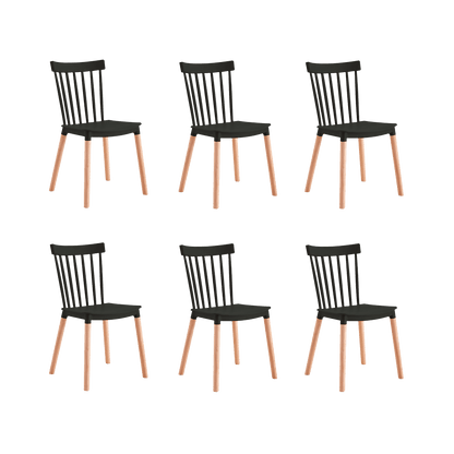 Juego de Comedor Velasca · 6 Sillas · Negro y Café Claro