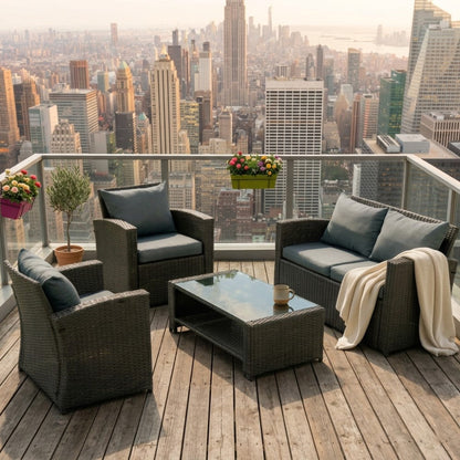 Sala de Terraza Mimbe · Negro y Gris