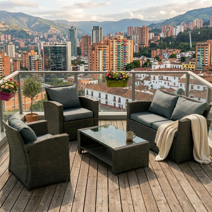 Sala de Terraza Mimbe · Negro y Gris