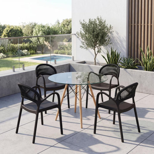 Juego de Comedor Neto · Mesa de Vidrio + 4 Sillas