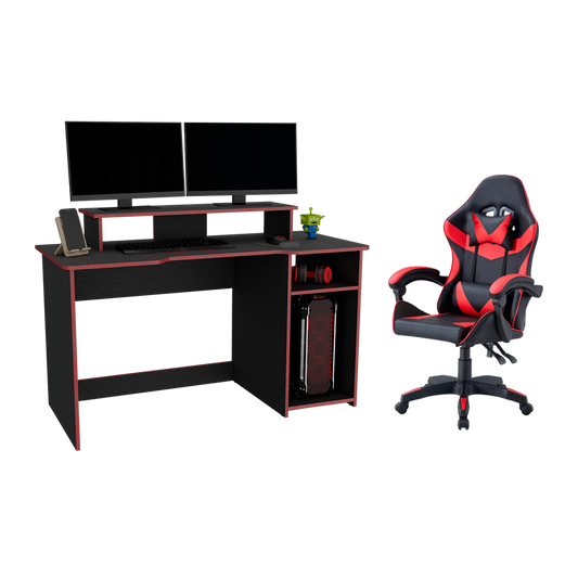 Combo Gamer Gate · Escritorio + Silla · Rojo y Negro