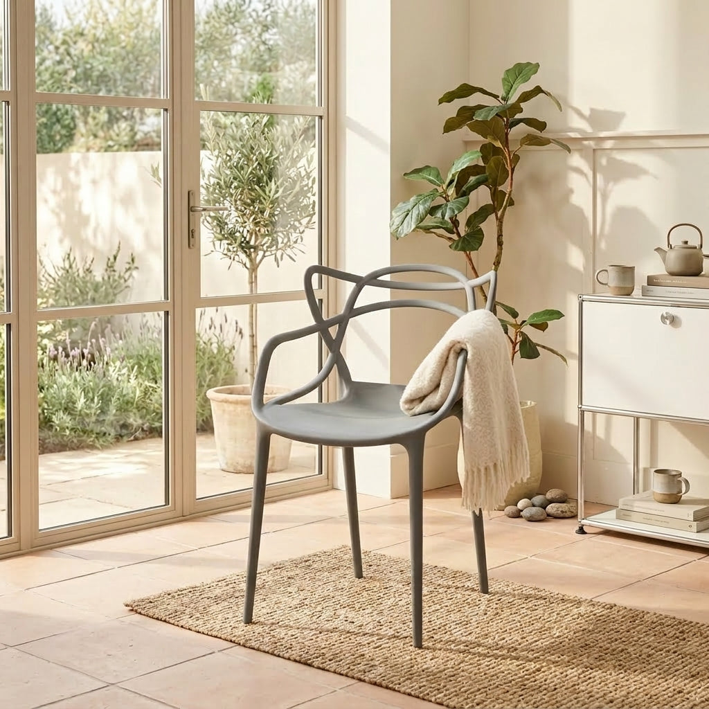 Silla Palermo, Color Gris, con Espaldar y Diseño Moderno