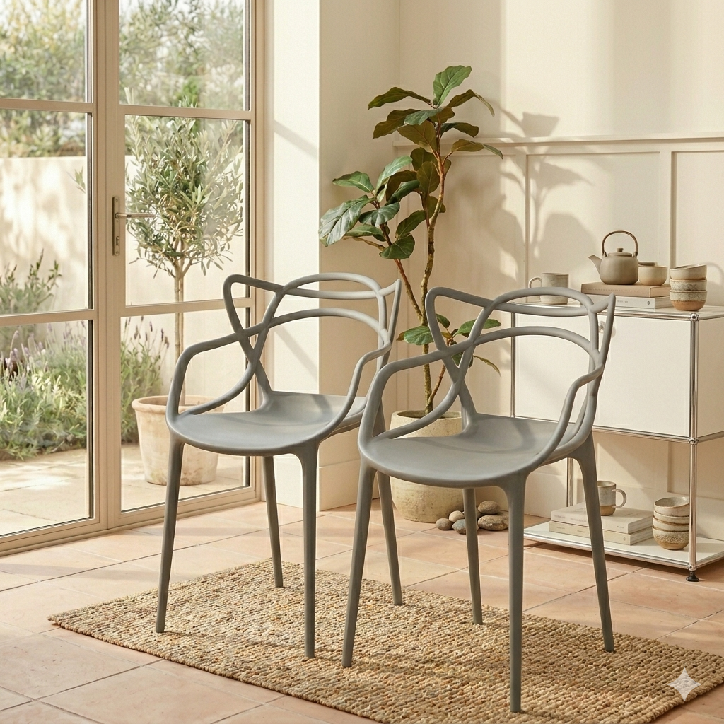 Silla Palermo, Color Gris, con Espaldar y Diseño Moderno