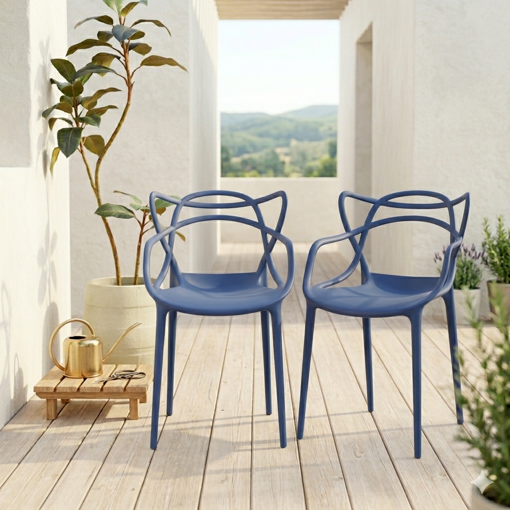 Silla Palermo, Color Azul, con Espaldar y Diseño Moderno