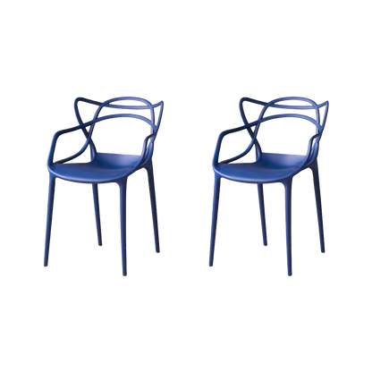 Set de 2 Sillas Palermo, Color Azul, con Espaldar y Diseño Moderno