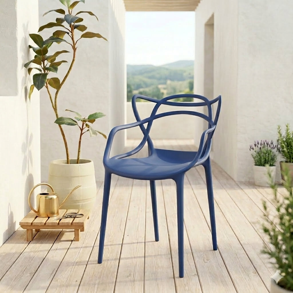 Silla Palermo, Color Azul, con Espaldar y Diseño Moderno