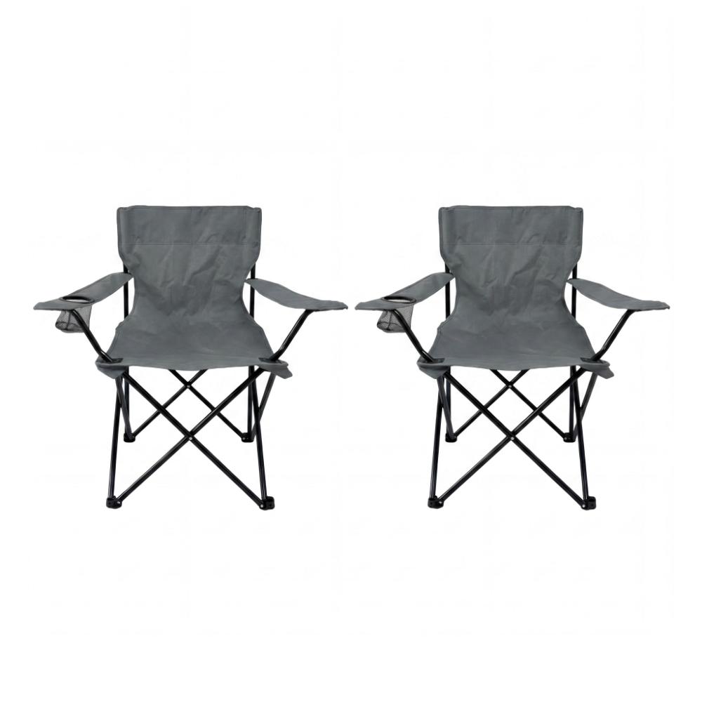 Set de 2 Sillas Plegable Camping Tanzania, Gris Oscuro, Incluye Bolsa de Transporte