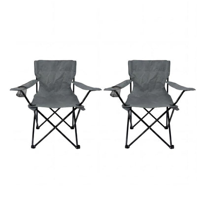 Set de 2 Sillas Plegable Camping Tanzania, Gris Oscuro, Incluye Bolsa de Transporte