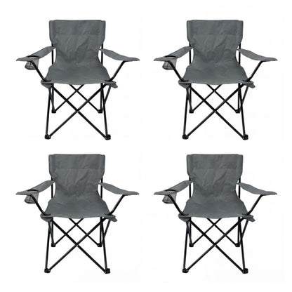 Set de 4 Sillas Plegable Camping Tanzania, Gris Oscuro, Incluye Bolsa de Transporte