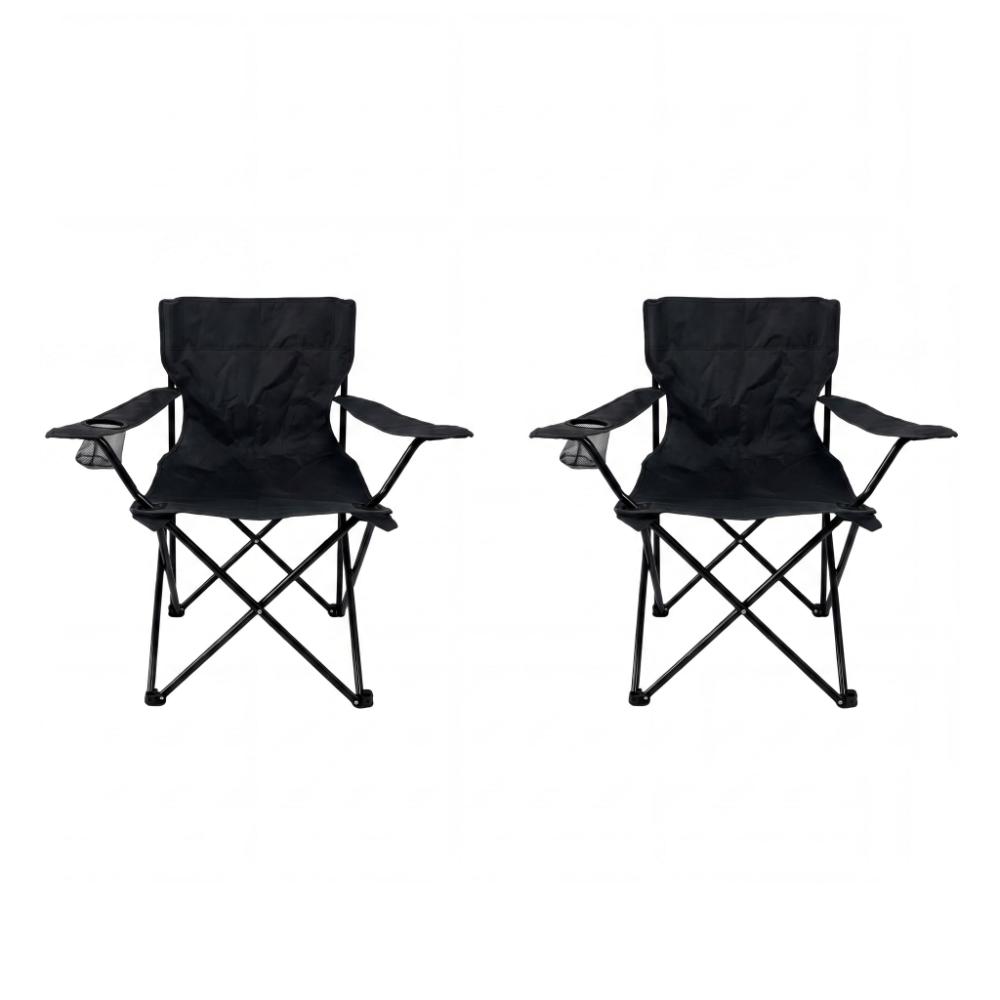 Set de 2 Sillas Plegable Camping Tanzania, Negro, Incluye Bolsa de Transporte