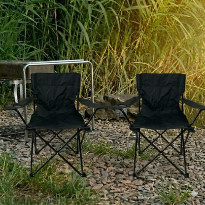 Set de 2 Sillas Plegable Camping Tanzania, Negro, Incluye Bolsa de Transporte