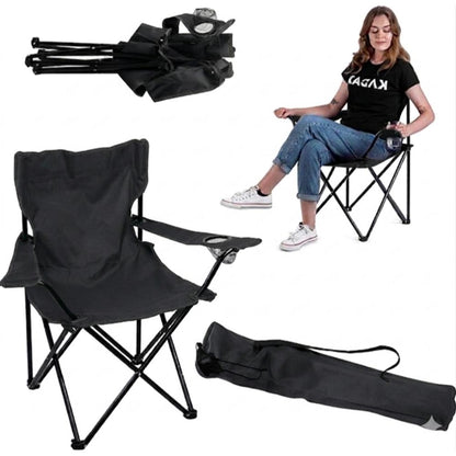 Set de 2 Sillas Plegable Camping Tanzania, Negro, Incluye Bolsa de Transporte