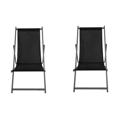 Set de 2 Sillas Plegable Reclinable Kenya, Negro, con Tres Posiciones