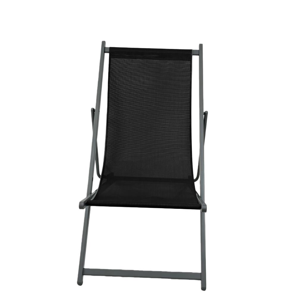 Set de 4 Sillas Plegable Reclinable Kenya, Negro, con Tres Posiciones