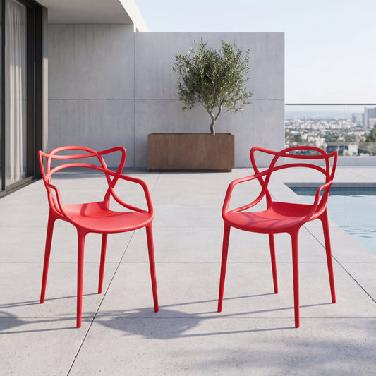 Set de 2 Sillas Palermo, Color Rojo, con Espaldar y Diseño Moderno