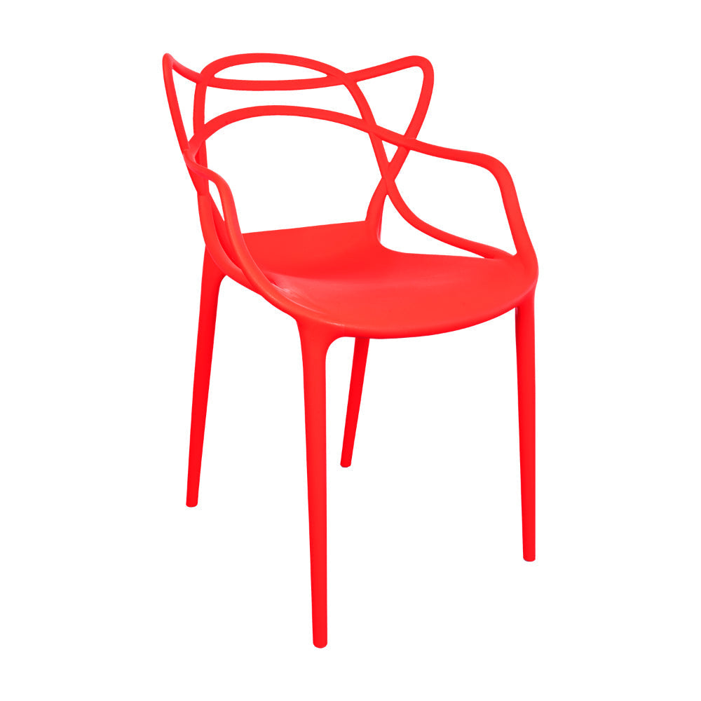 Silla Palermo, Color Rojo, con Espaldar y Diseño Moderno, vista lateral