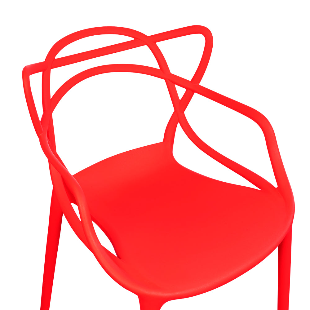 Silla Palermo, Color Rojo, con Espaldar y Diseño Moderno, vista superior