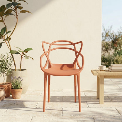 Silla Palermo, Color Terracota, con Espaldar y Diseño Moderno