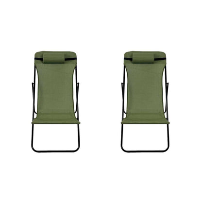 Set de 2 Sillas Plegable Reclinable Zambia, Verde, con Tres Posiciones
