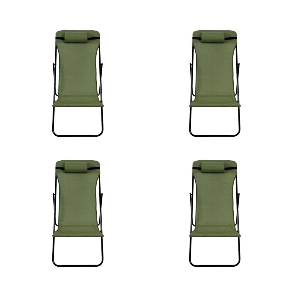 Set de 4 Sillas Plegable Reclinable Zambia, Verde, con Tres Posiciones, vista lateral