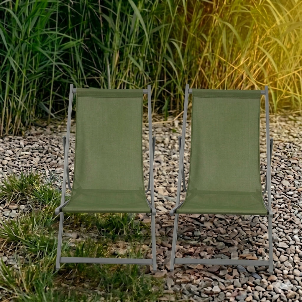 Silla Plegable Reclinable Kenya, Verde, con Tres Posiciones, vista posterior