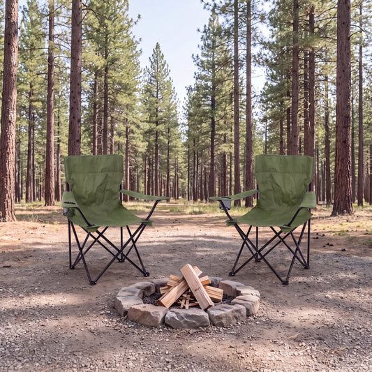 Set de 2 Sillas Plegable Camping Tanzania, Verde, Incluye Bolsa de Transporte