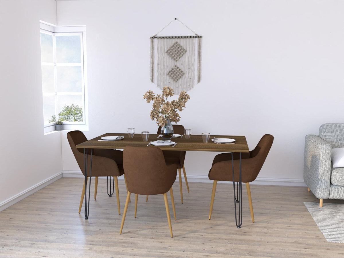 Comedor Dahlia Cobre Incluye Cuatro Sillas Chocolate.